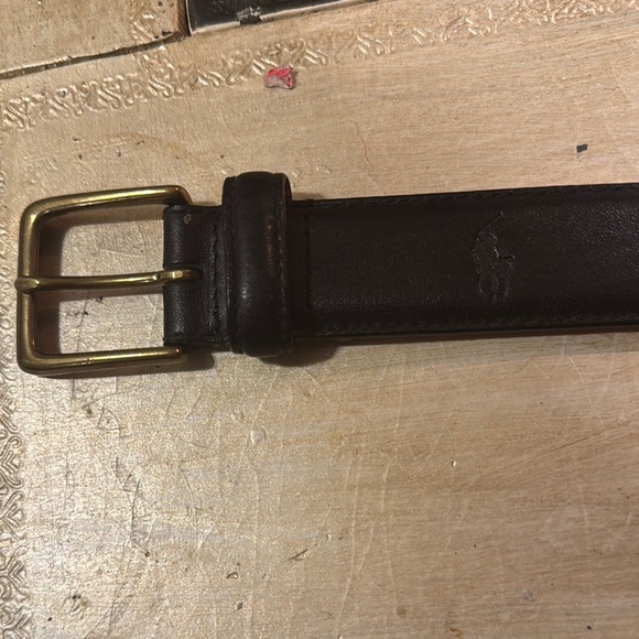 Polo by Ralph Lauren Black and Gold Leather Belt